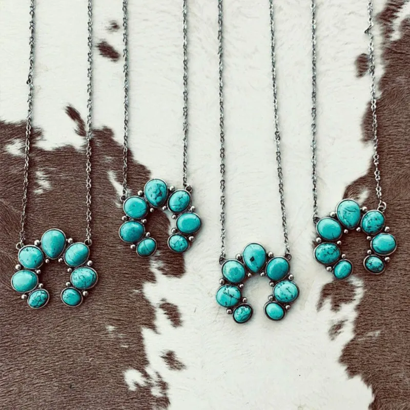 Artificial Turquoise Alloy Pendant Necklace, image 6