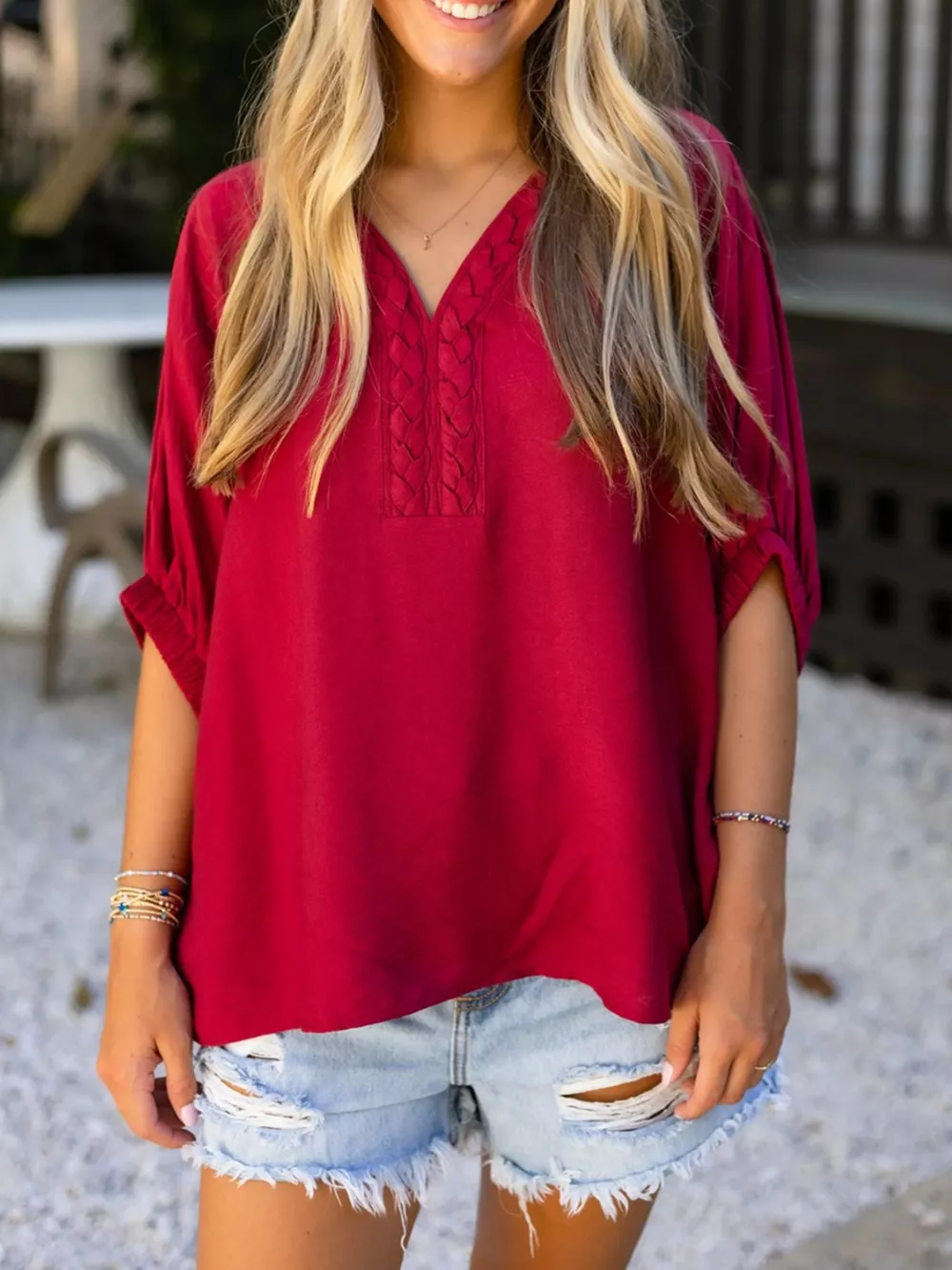 Braided Detail Half Sleeve Blouse, image 3