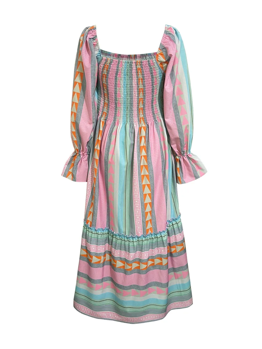 Ruffled Striped Long Sleeve Dress, image 2