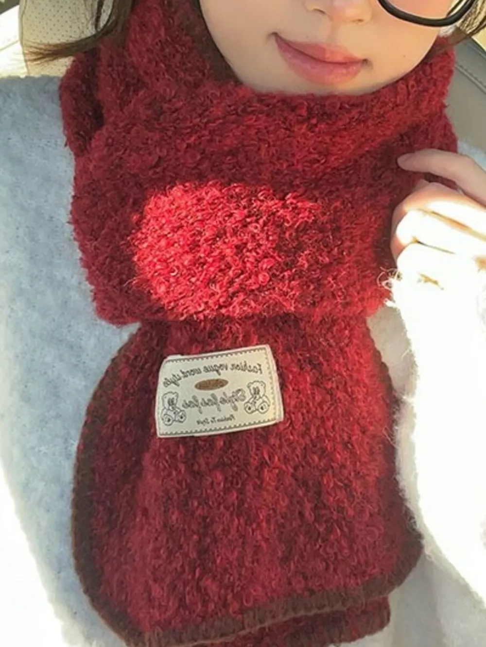 Contrast Trim Plush Winter Scarf, image 3