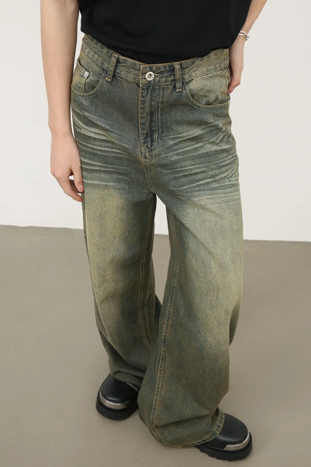 Men's Wide Leg Jeans with Pockets, image 3