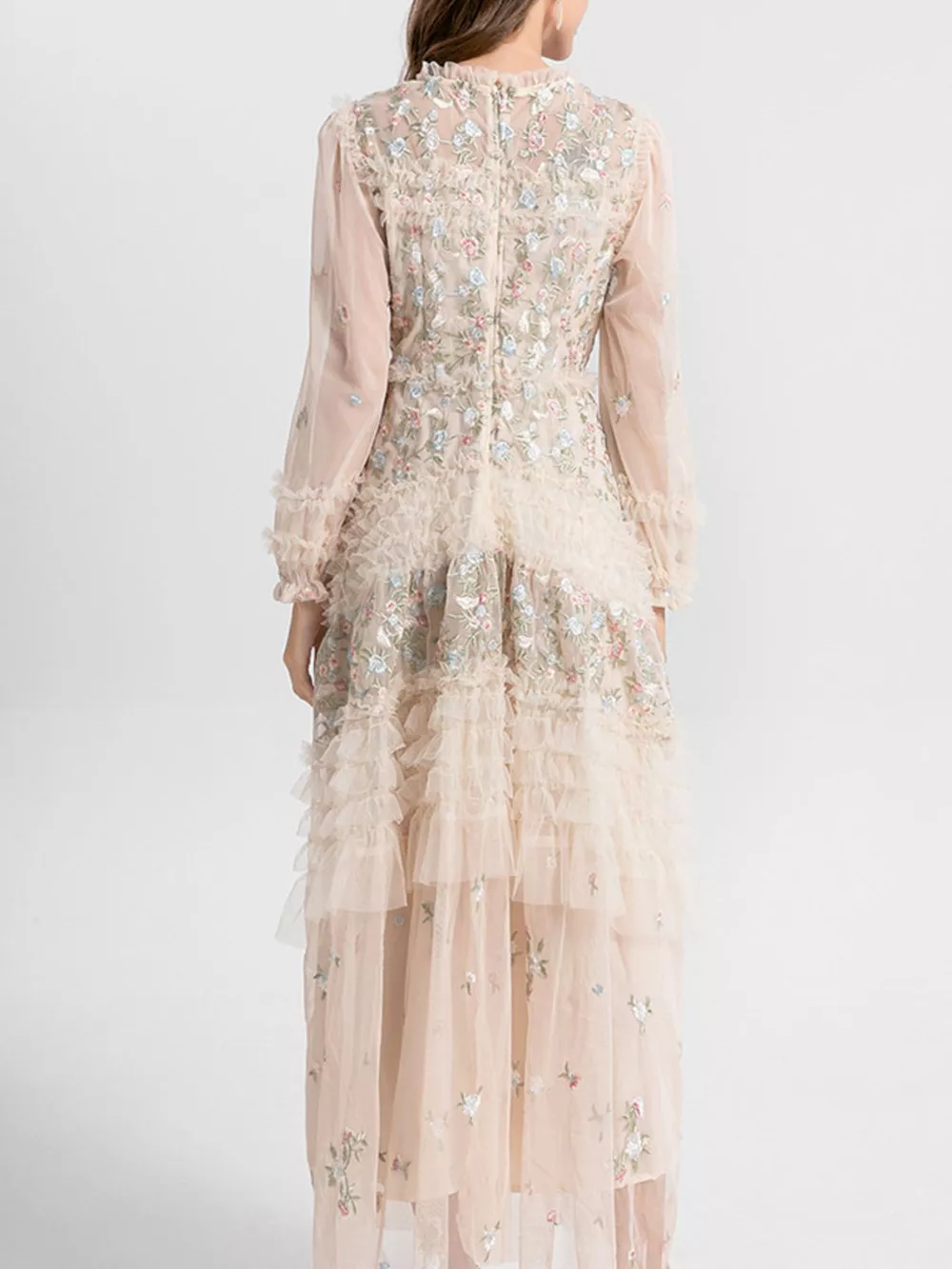 Floral Tulle Layered Maxi Dress, image 6