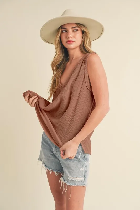 V-Neck Wide Strap Tank, image 2