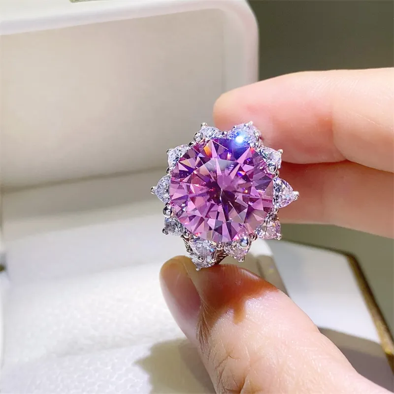 10 Carat Moissanite Zircon 925 Sterling Silver Ring, image 2