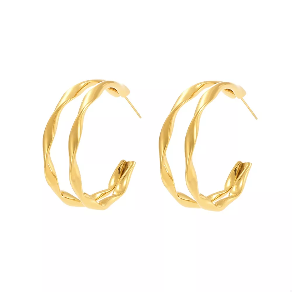 18K Gold-Plated Chunky Twisted Hoop Earrings, image 5