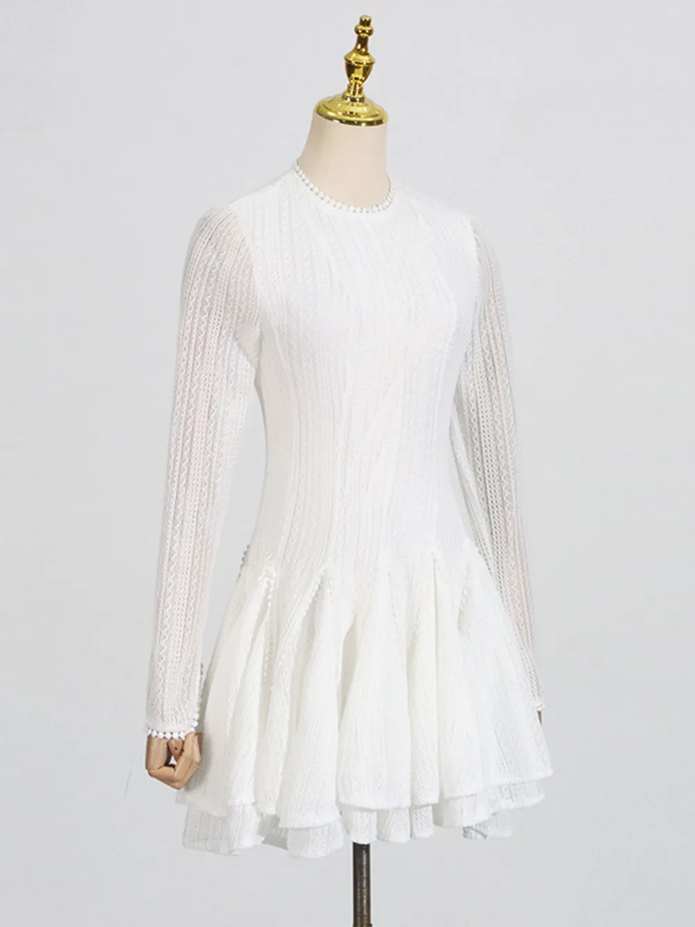 Layered Round Neck Long Sleeve Dress, image 8