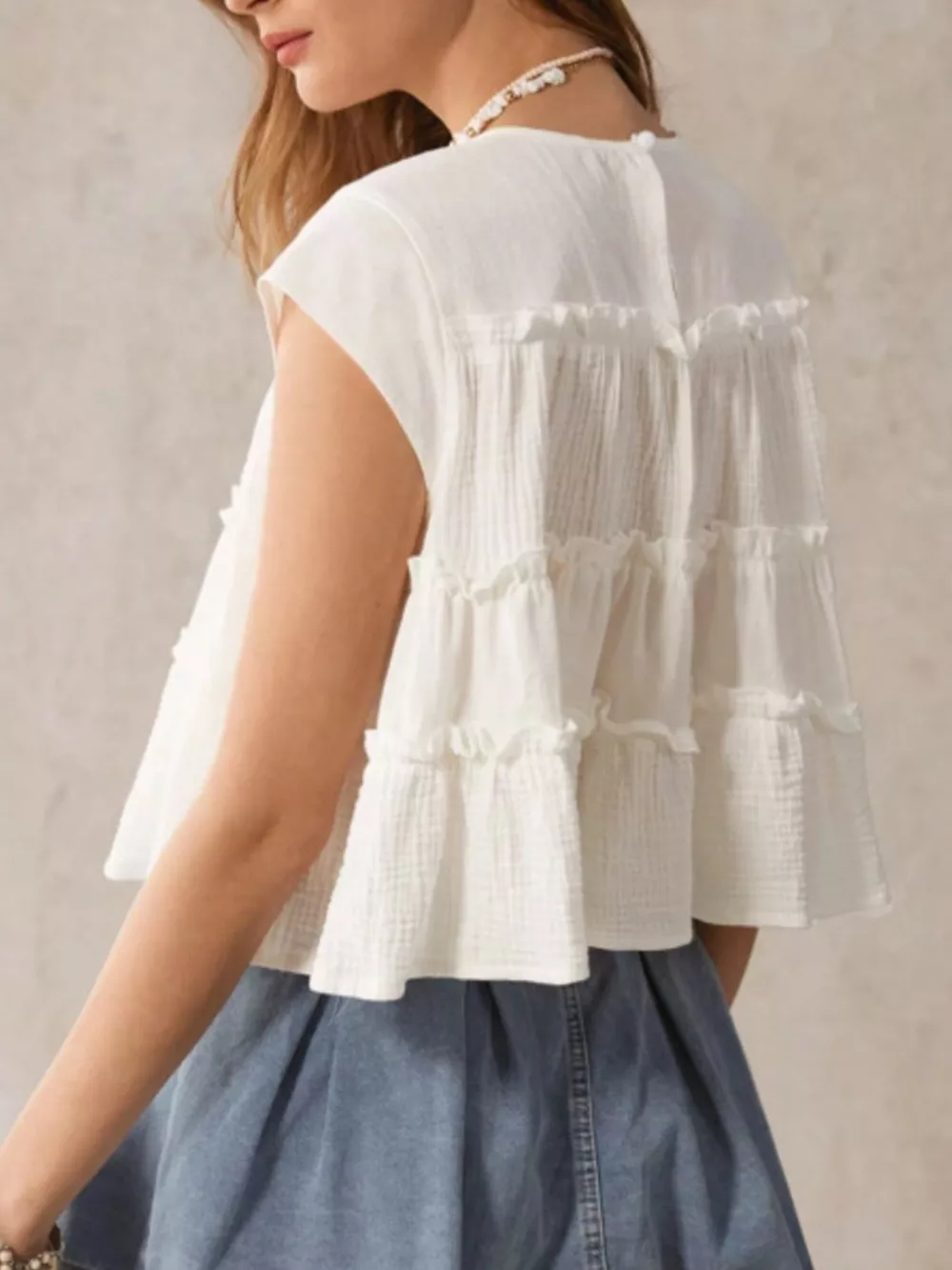 Tiered Cap Sleeve Blouse, image 6