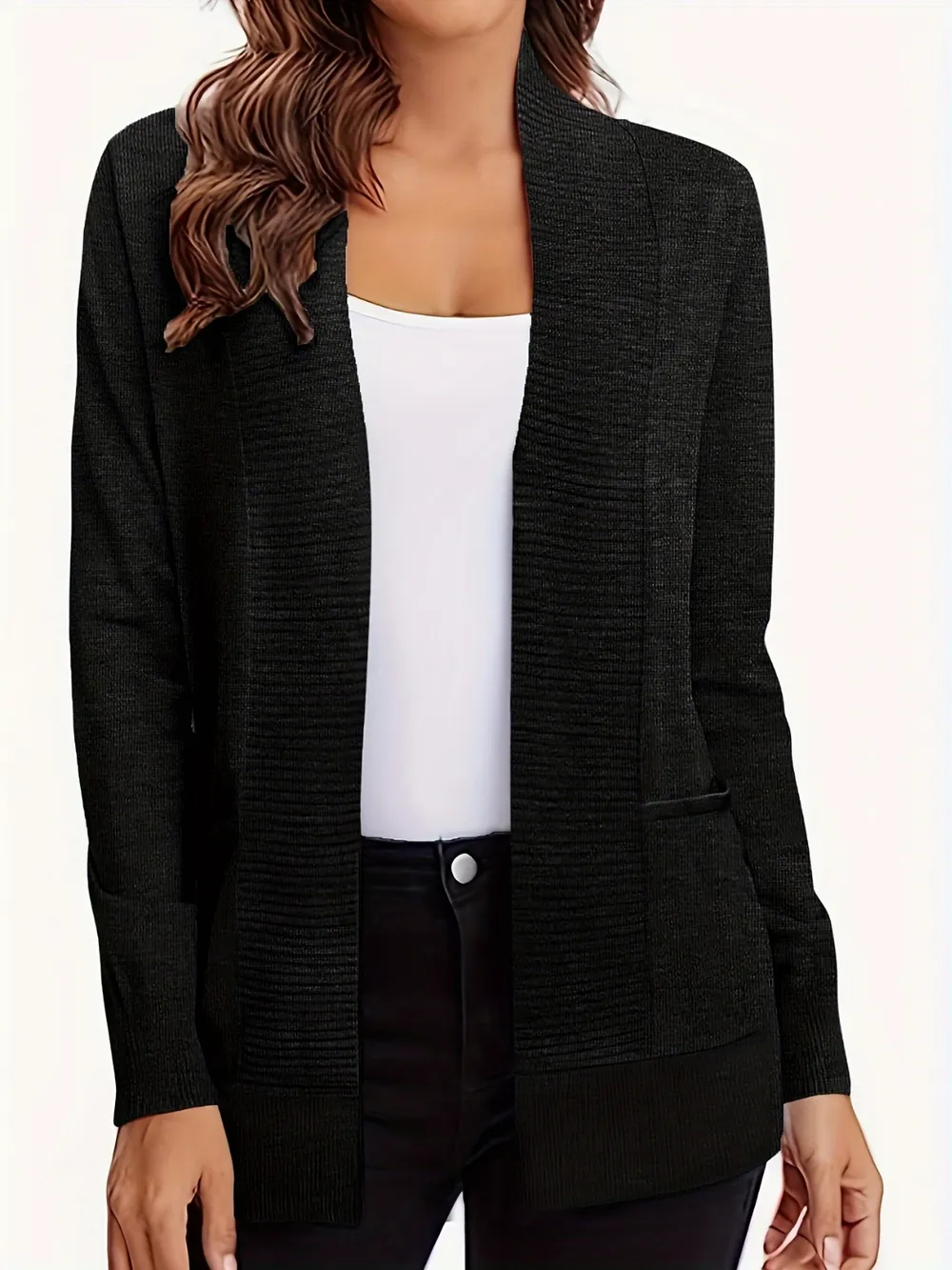 Open Front Long Sleeve Sweater Cardigan, image 16