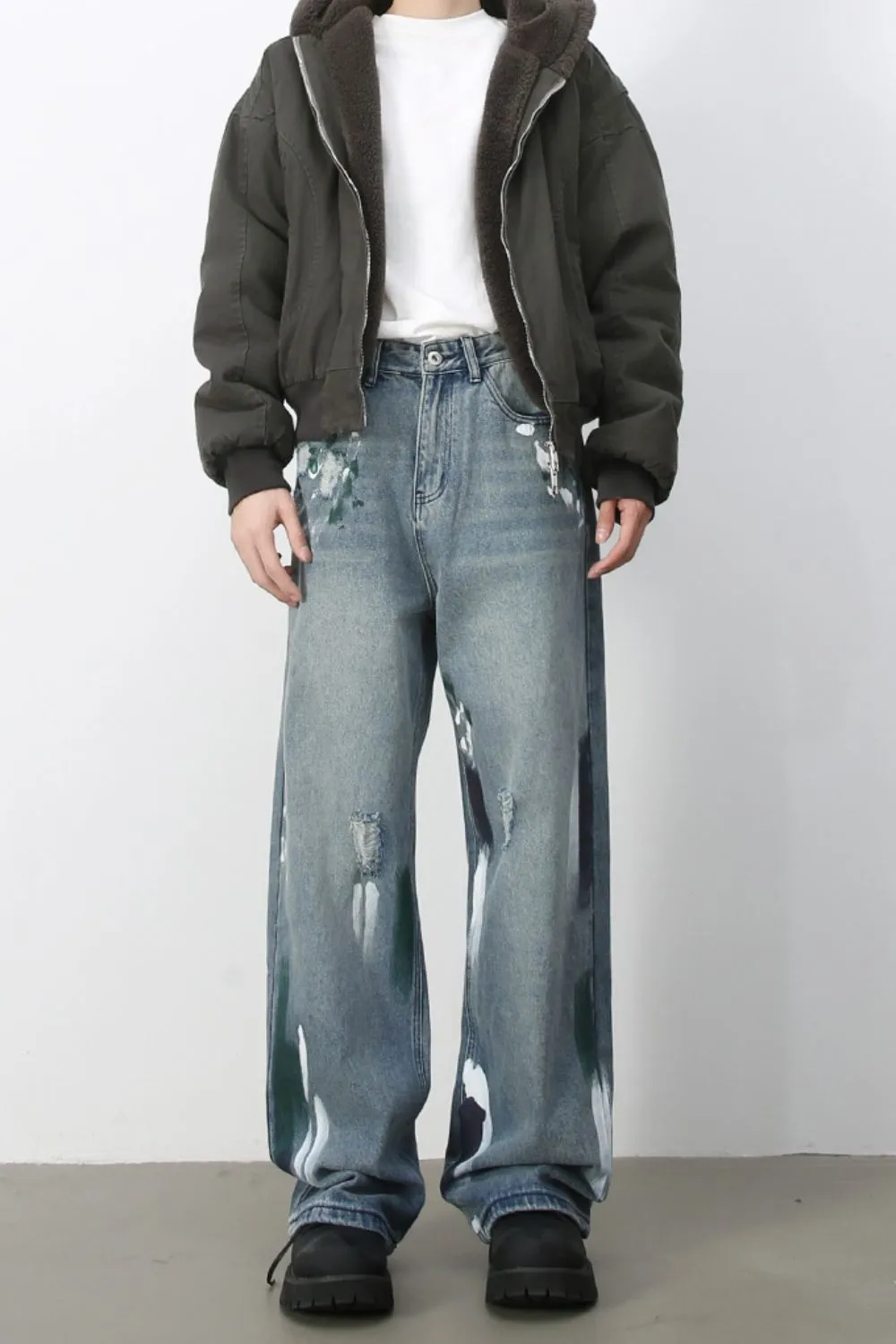 Men's Paint Wide Leg Jeans, image 3