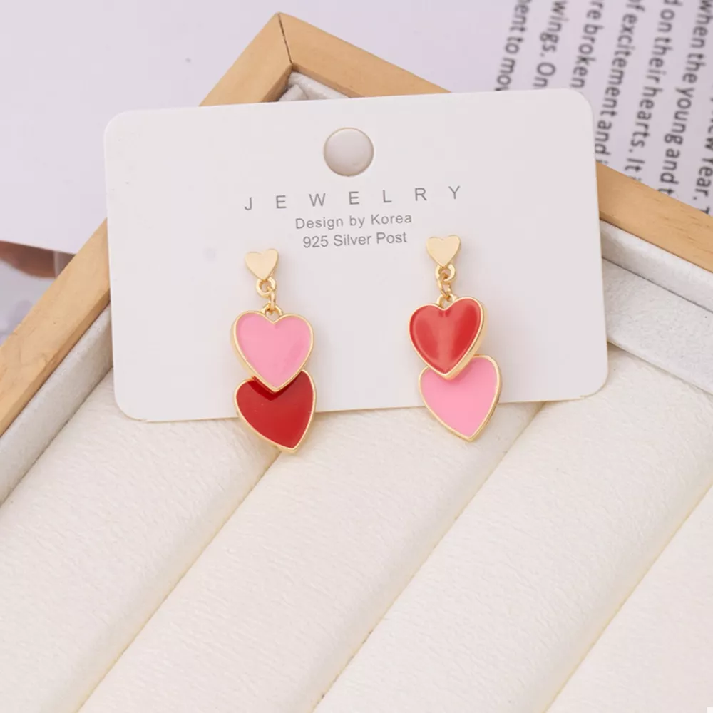 Sweet Doubl Heart Drop Earrings, image 3