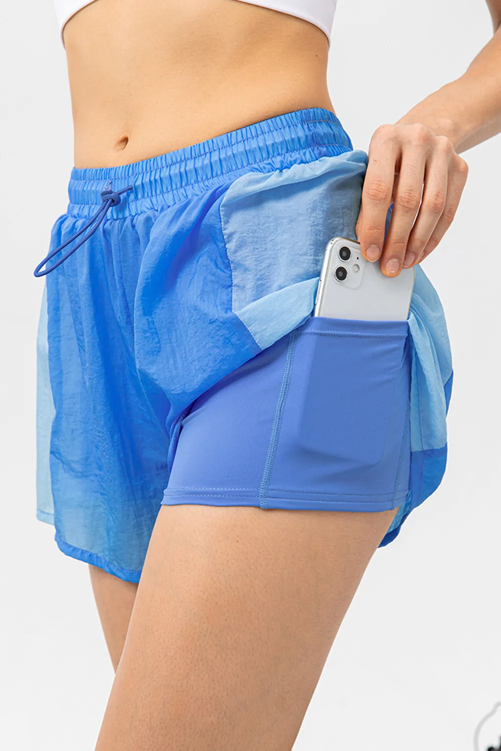 Color Block Drawstring Active Shorts, image 4