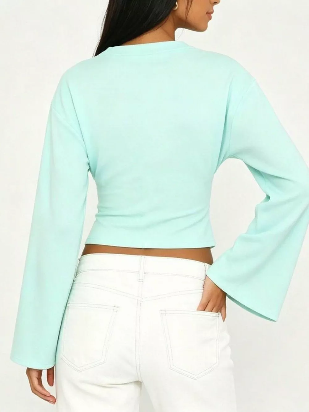V-Neck Flare Sleeve Blouse, image 13