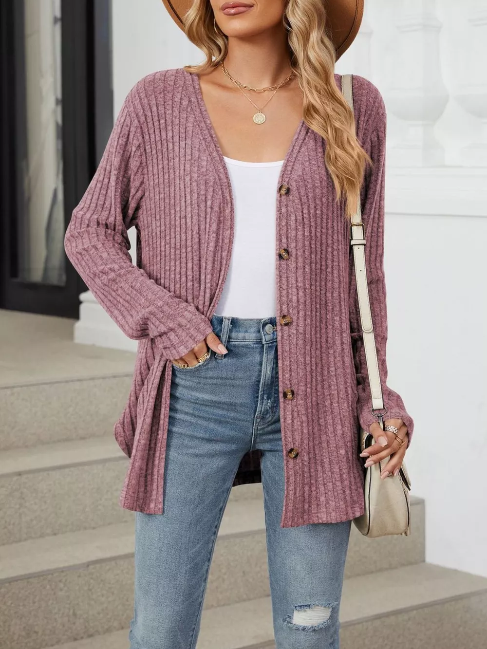 Ribbed Button-Up Cardigan, image 29