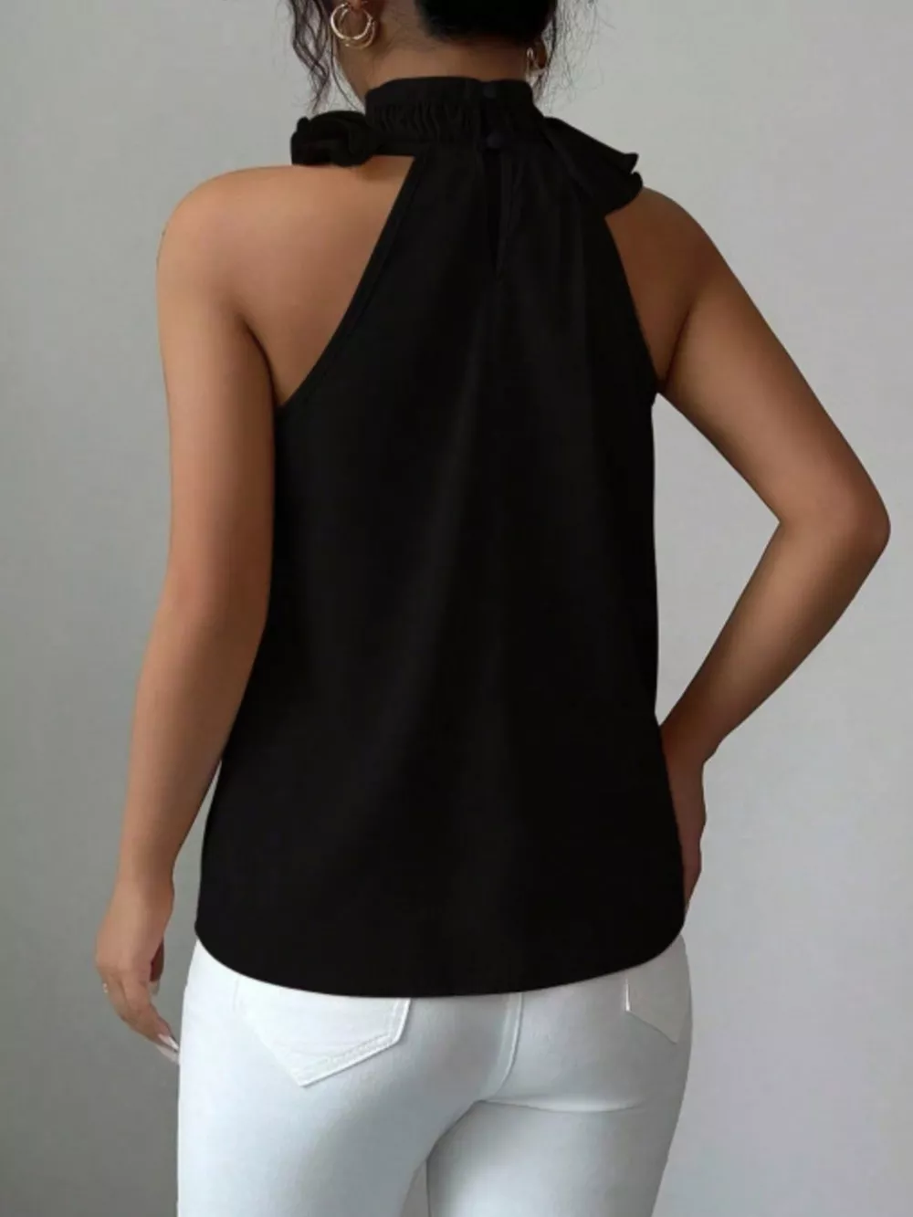 Ruffle High Neck Sleeveless Top, image 4