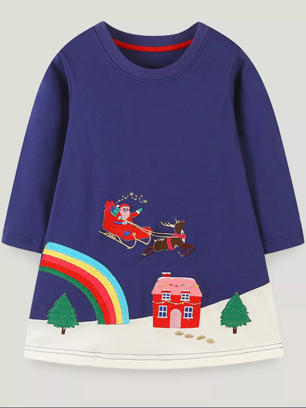 Children's Christmas Embroidered Long Sleeve Dress