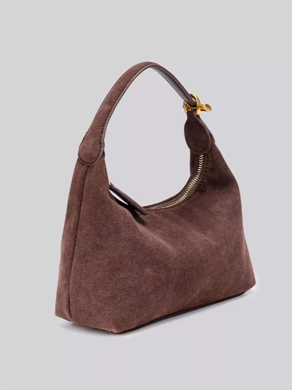 Minimalist Suede Crossbody Bag with Top Handle, image 7
