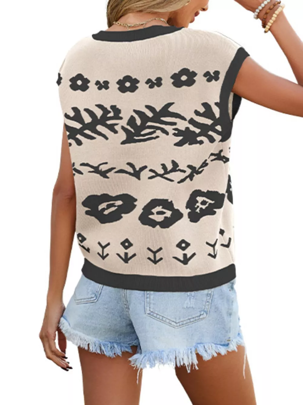 Round Neck Cap Sleeve Knit Top, image 11