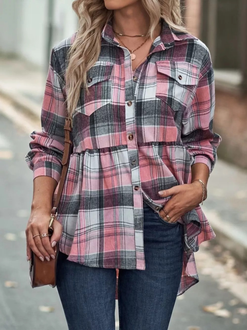 Plaid Button-Down Long Sleeve Shirt, image 19