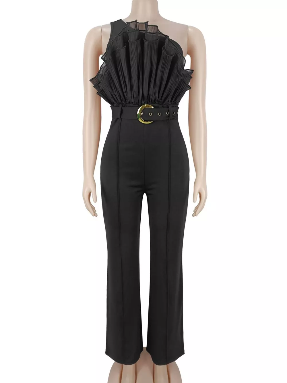 One-Shoulder Ruffled Wide-Leg Jumpsuit, image 4