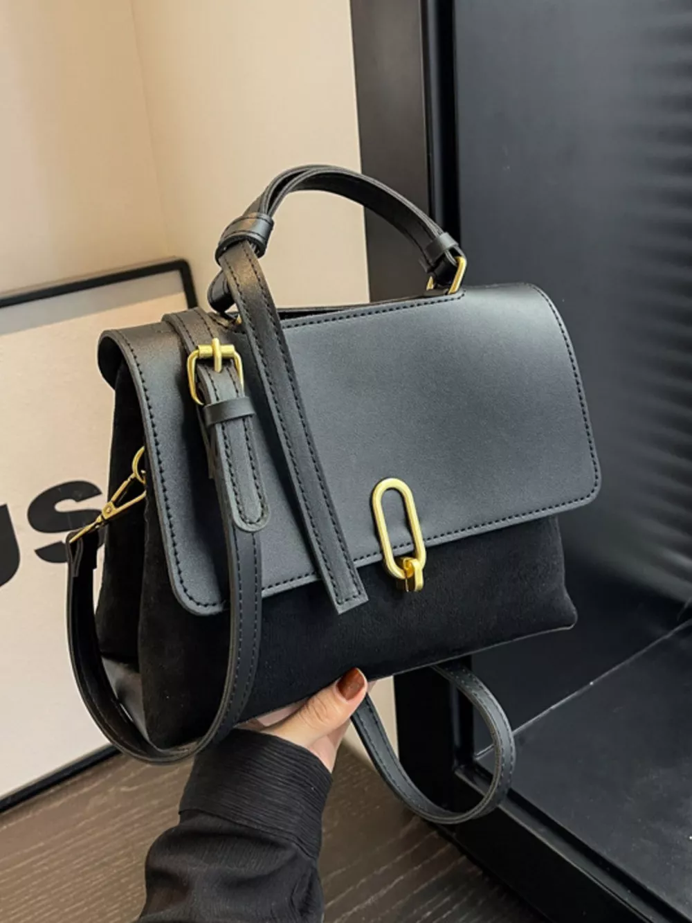 Buckle Crossbody Bag with Top Handle, image 2
