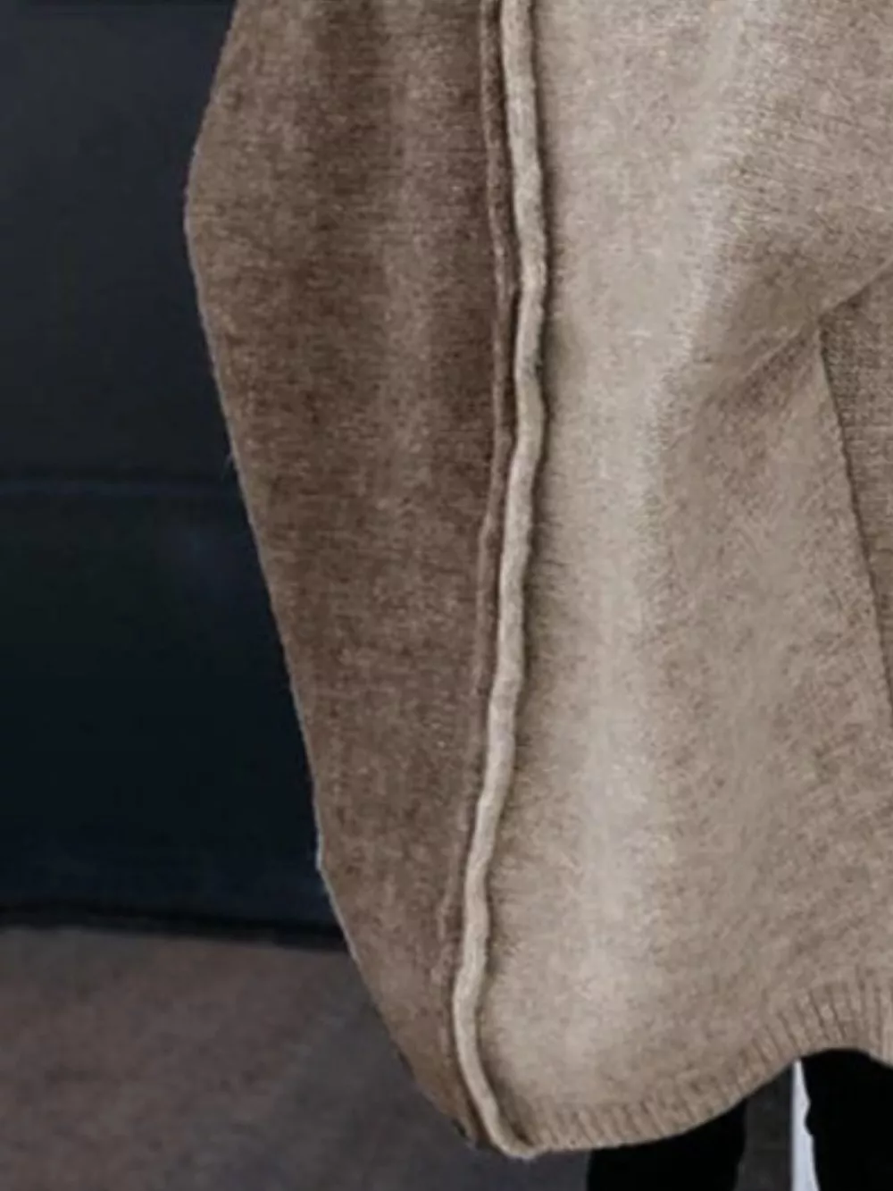 Two-Tone Open Front Knit Hooded Cardigan, image 3