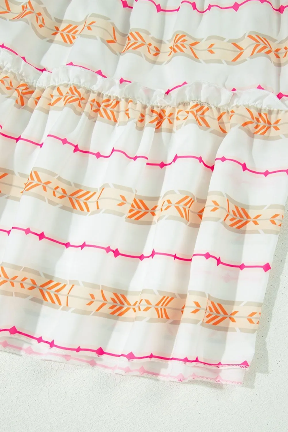 Printed Ruffled Notched Loose Dress, image 3