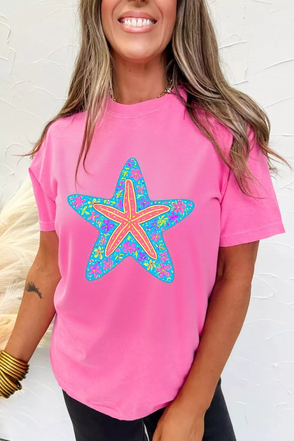 Starfish Graphic Round Neck T-Shirt, image 3