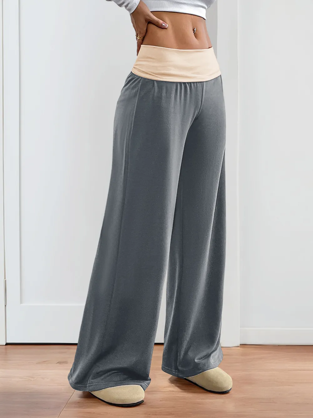 Contrast Waistband Wide Leg Pants, image 11