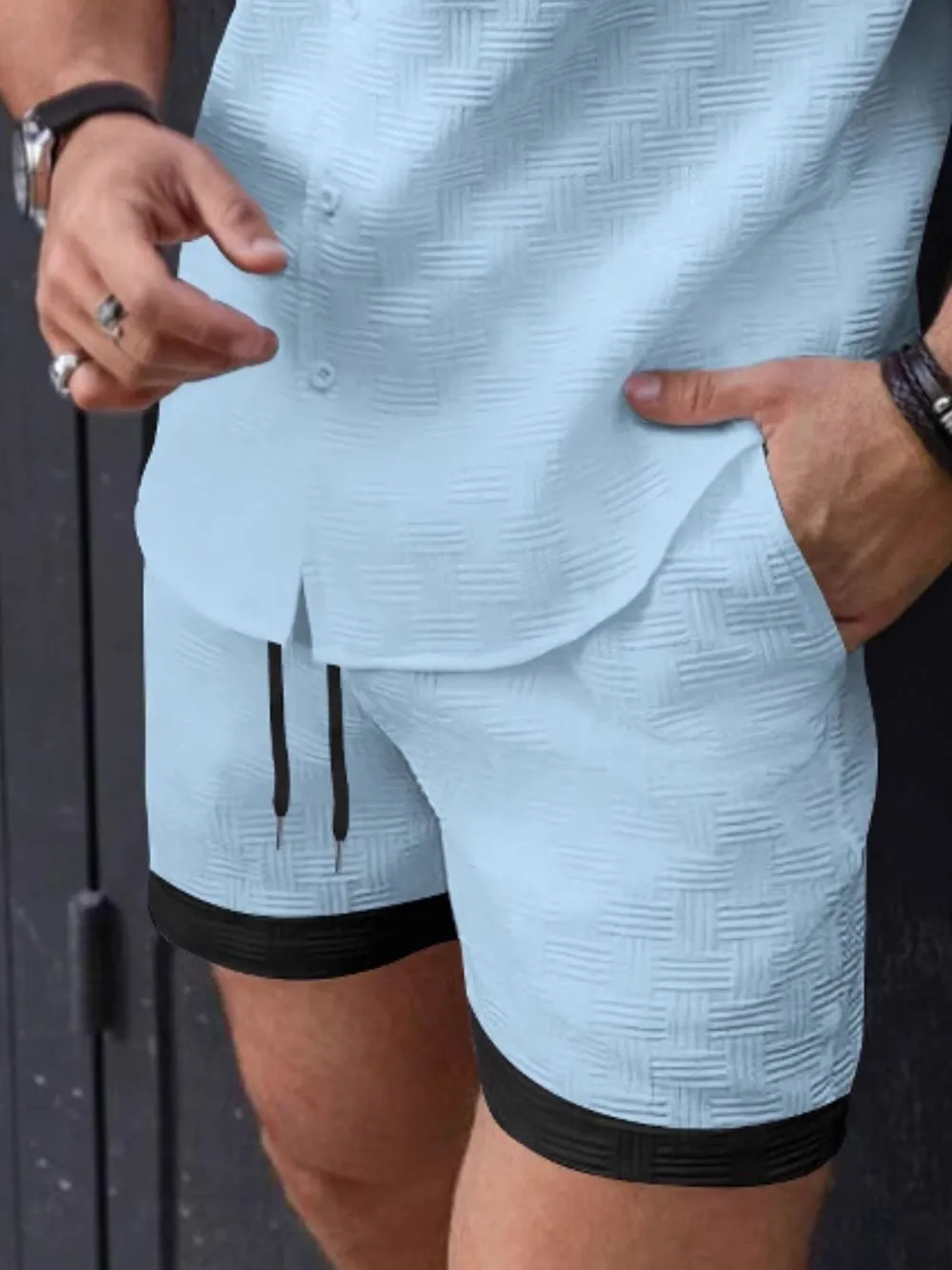 Men's Drawstring Textured Shorts, image 4
