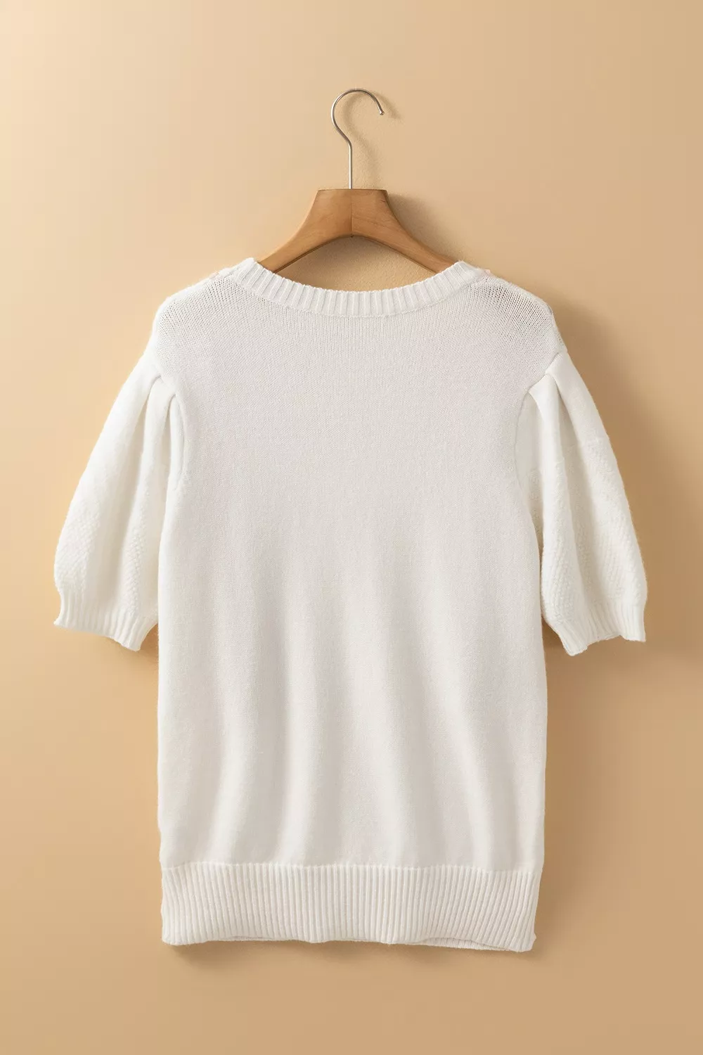 Cable Knit Short Sleeve Sweater, image 5