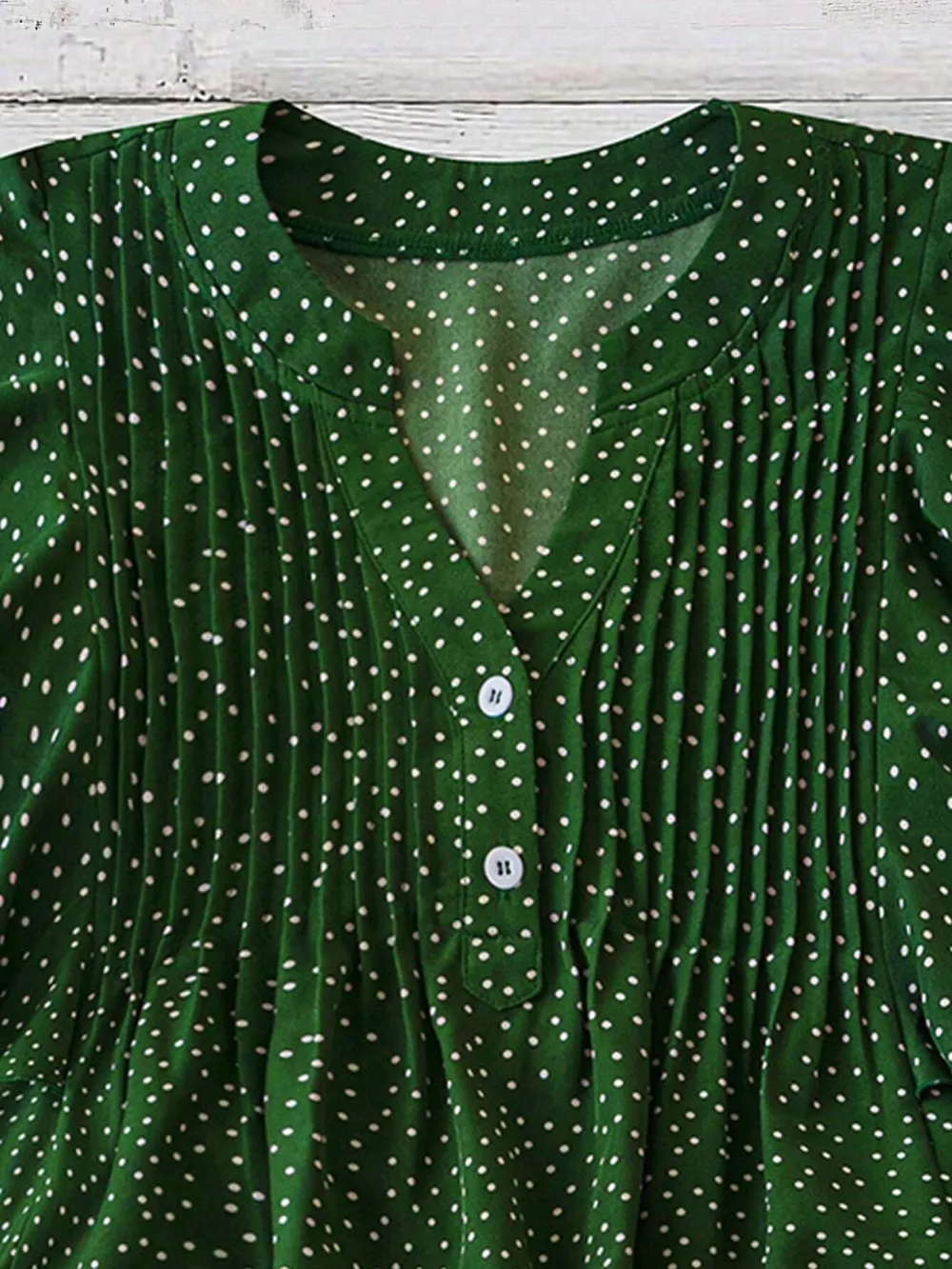 Polka Dot Notched Ruffled Cap Sleeve Blouse, image 4