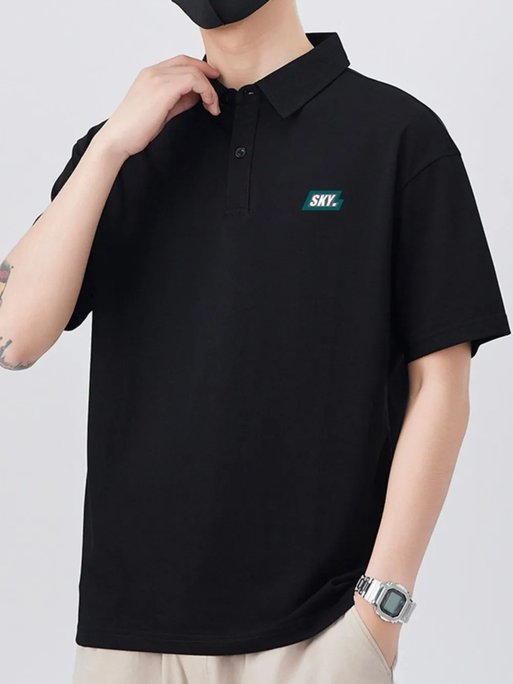 Men's Plus Size Button Detail Short Sleeve Polo, image 4