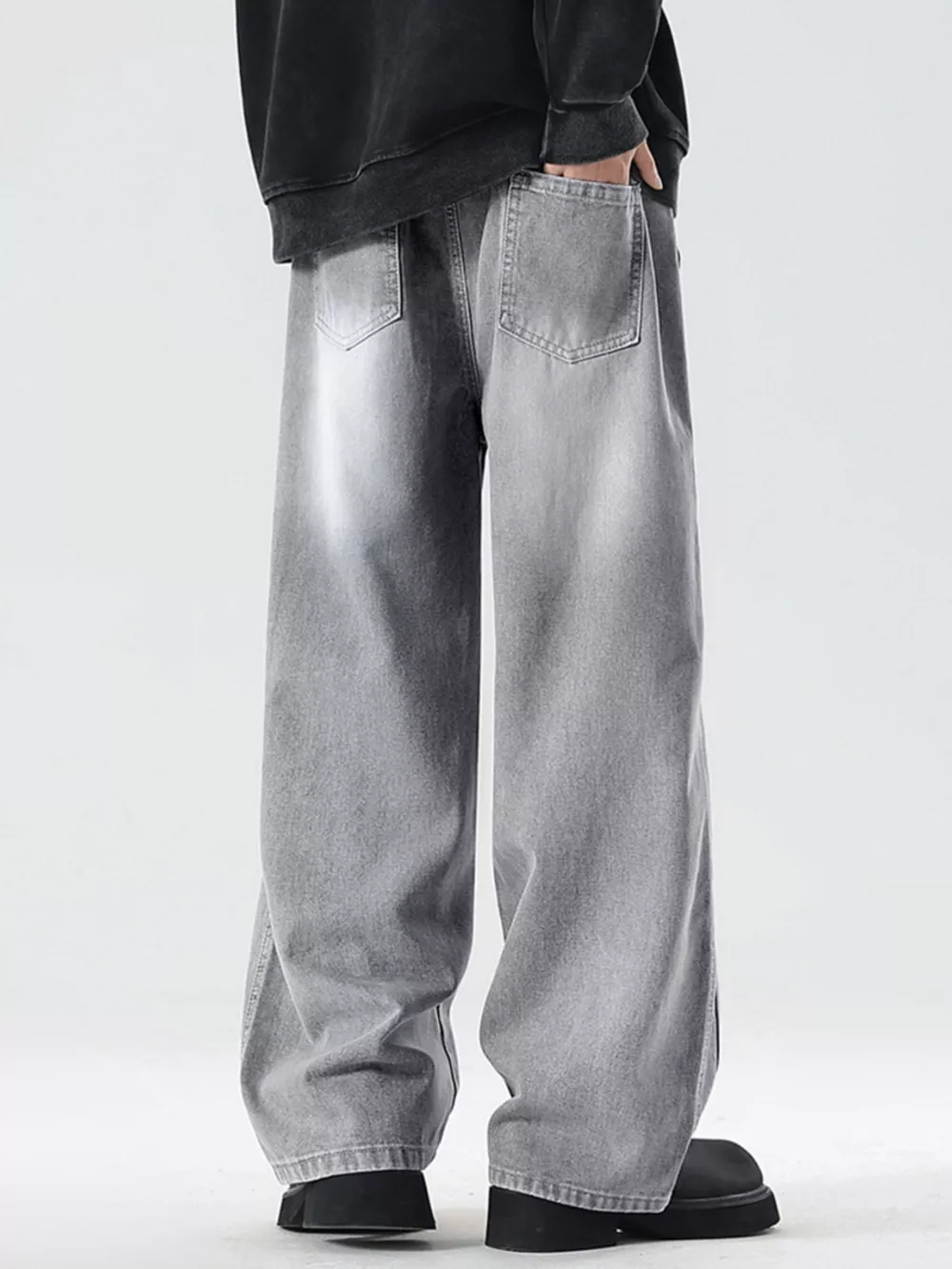 Men's Full Size Wash Wide Leg Jeans Plus Size, image 3