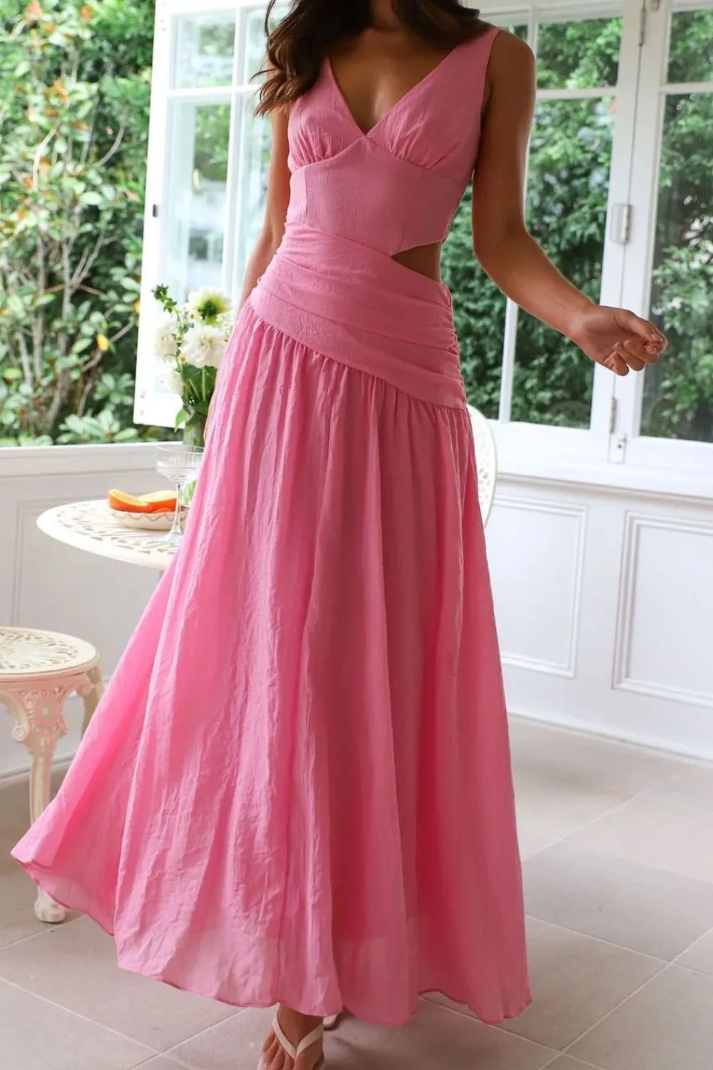 Cutout Back V-Neck Dress, image 3