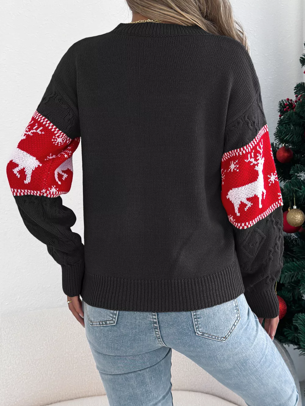 Reindeer Pattern Christmas Sweater, image 4