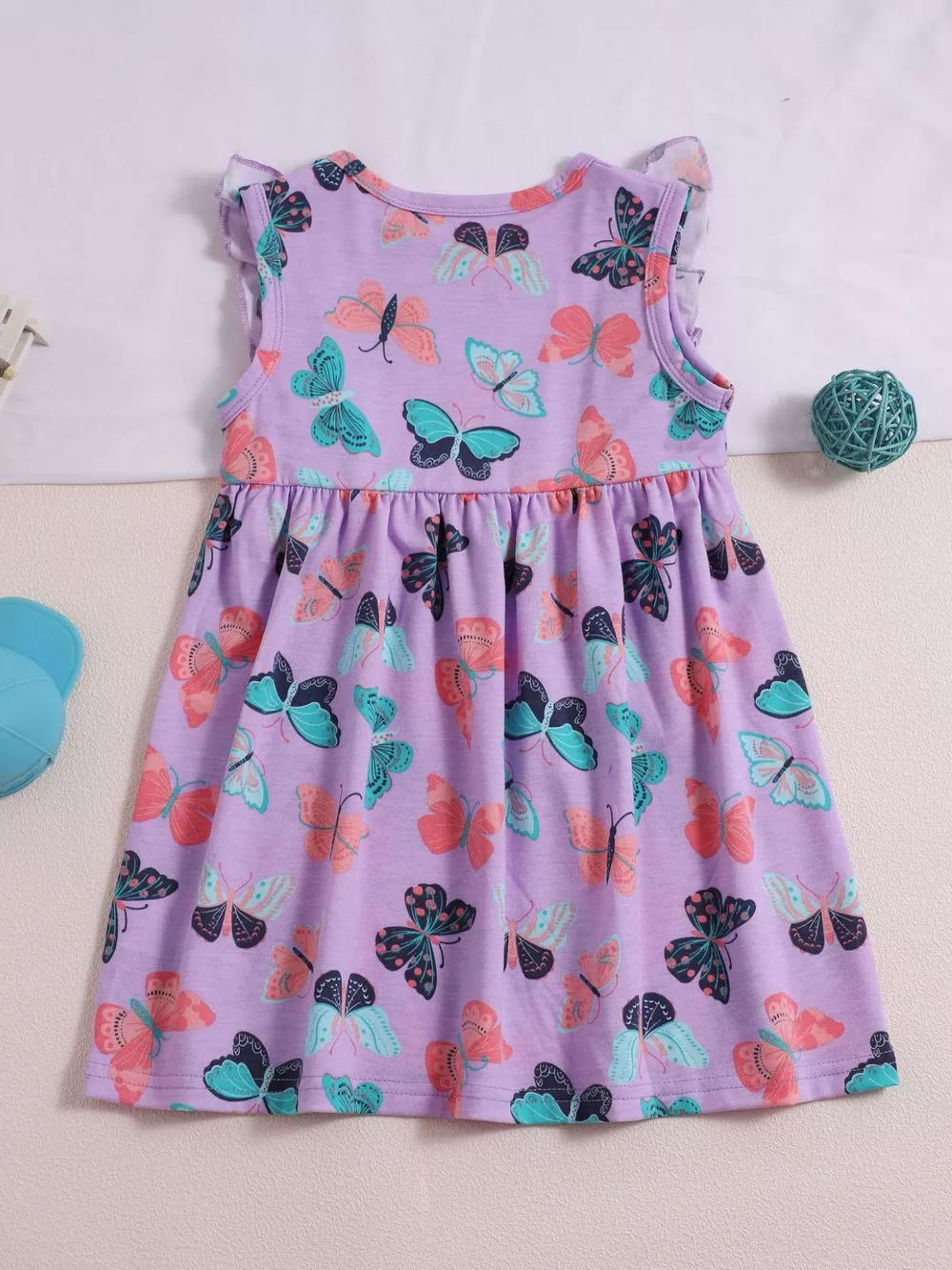Children's Butterfly Print Ruffled Dress, image 5