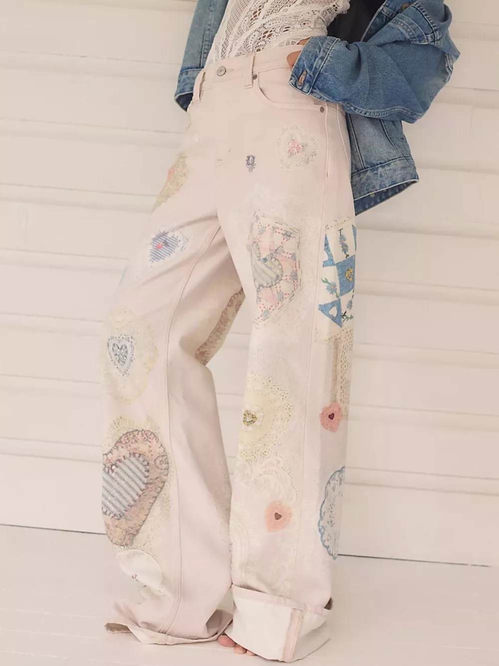 Printed Wide Leg Jeans, image 2