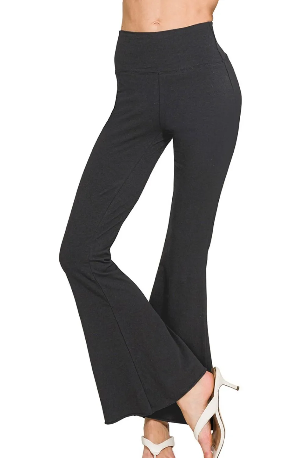 Raw Edge Hem Flare Yoga Pants, image 2