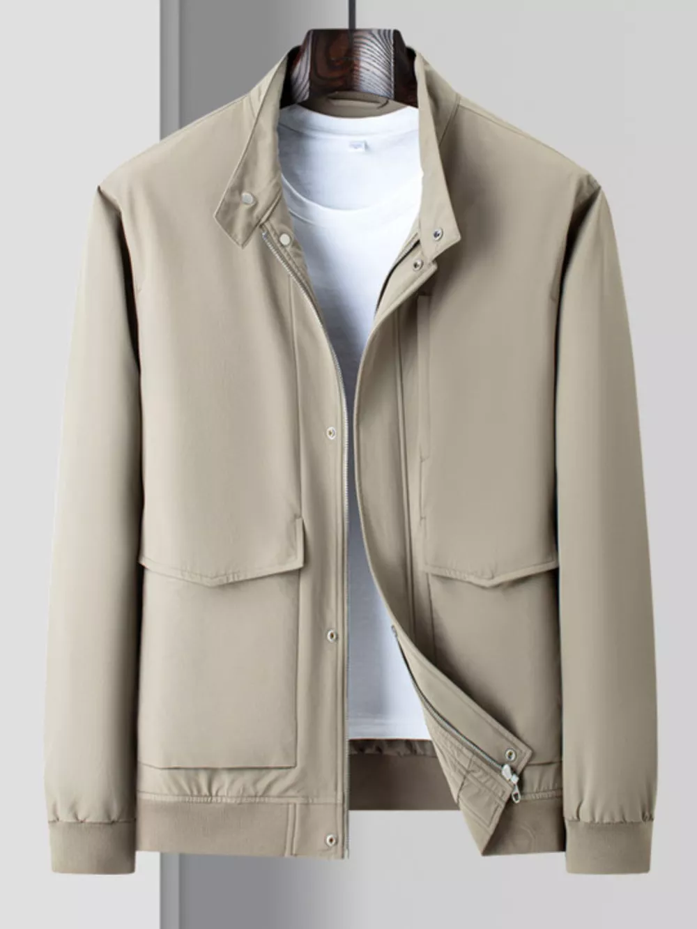 Men's Plus Size Zip Up Long Sleeve Jacket, image 4