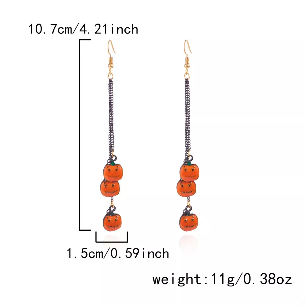 Halloween Pumpkin Chain Drop Earrings, image 6