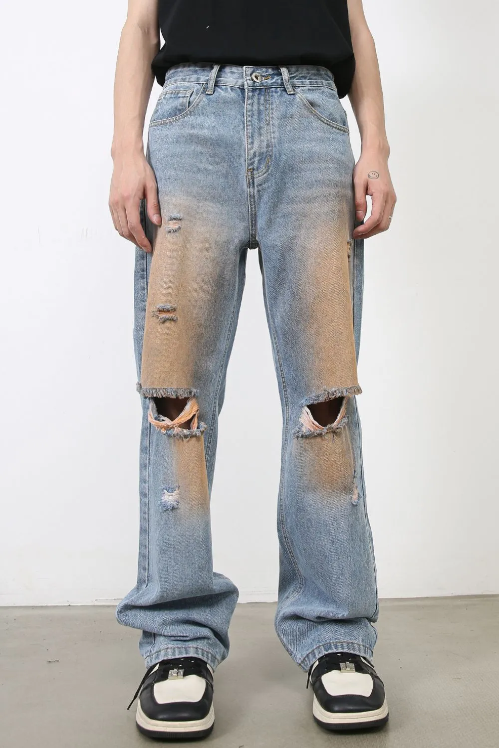 Men's Distressed Jeans with Pockets