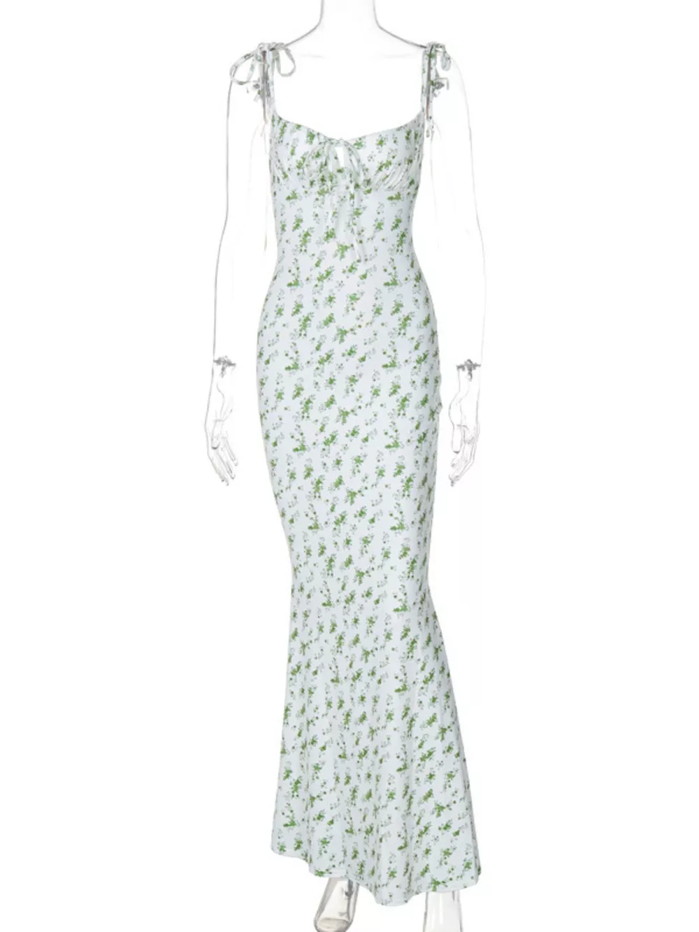 Floral Print Tie Strap Bodycon Maxi Dress, image 6