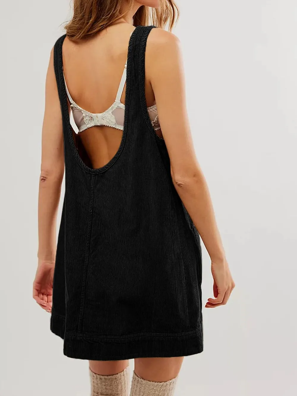 Round Neck Wide Strap Mini Dress with Pockets, image 19