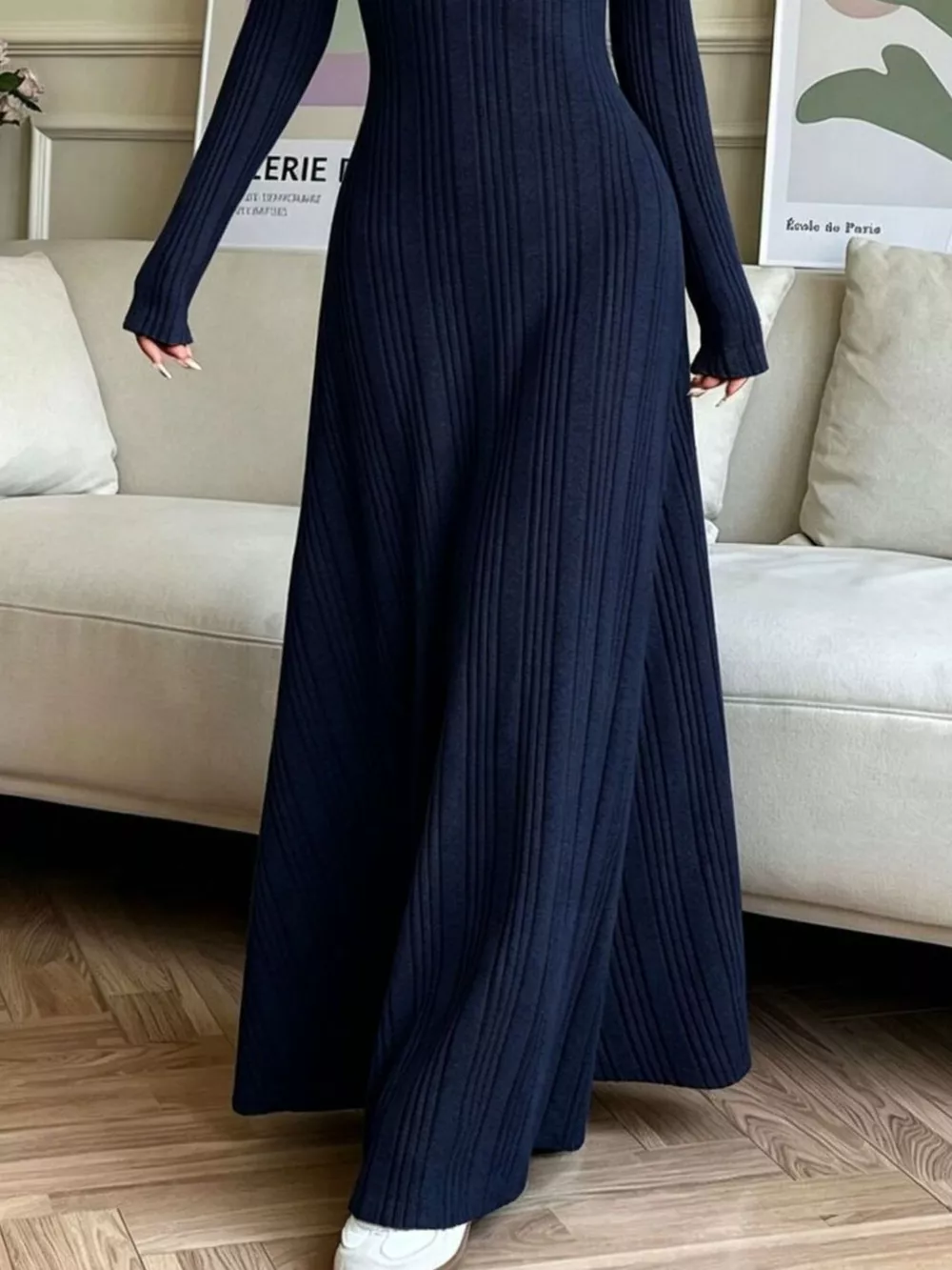 Long Sleeve Ribbed Knit Dress, image 15