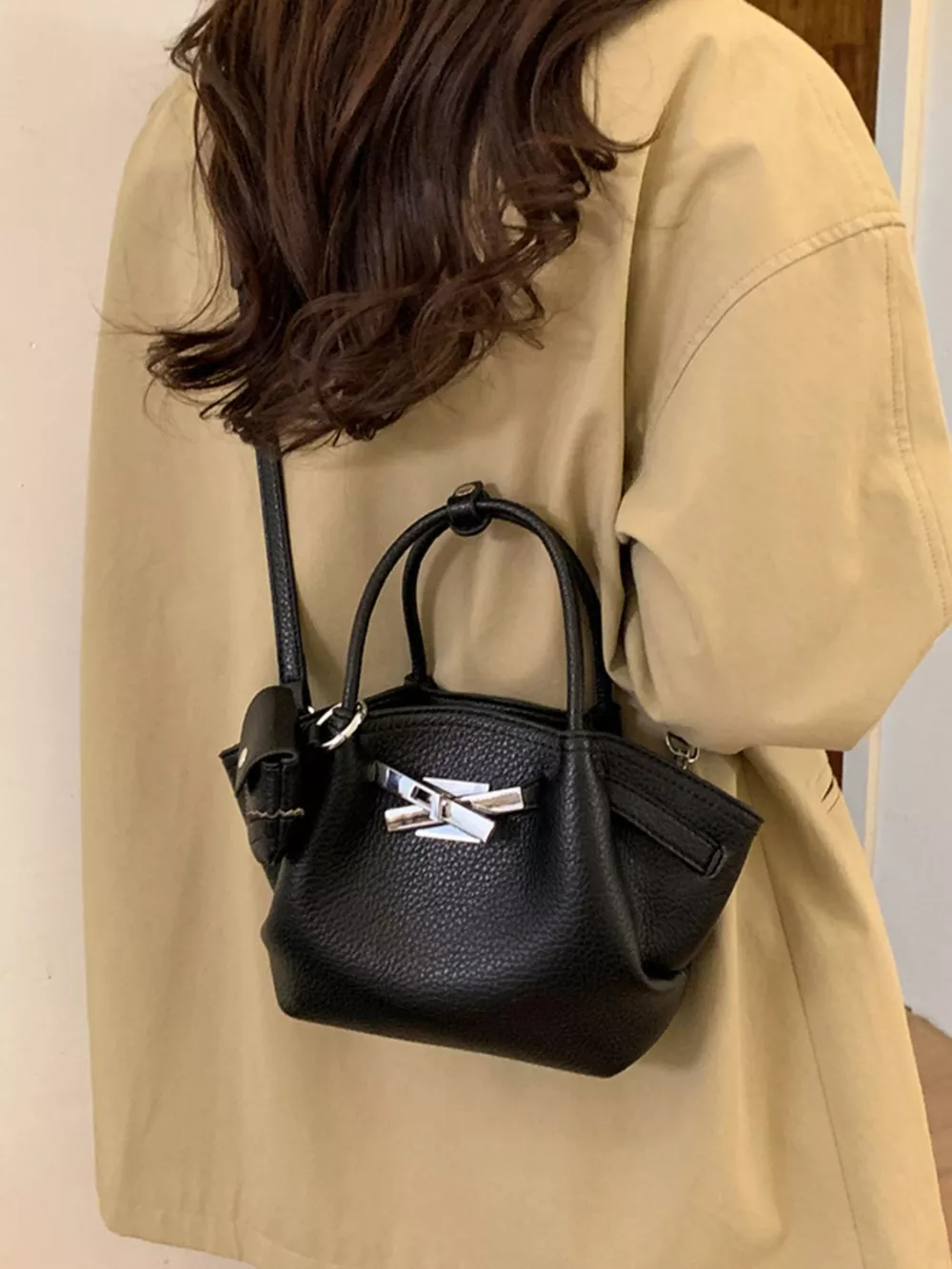 Top Handle Leather Crossbody Bag, image 6