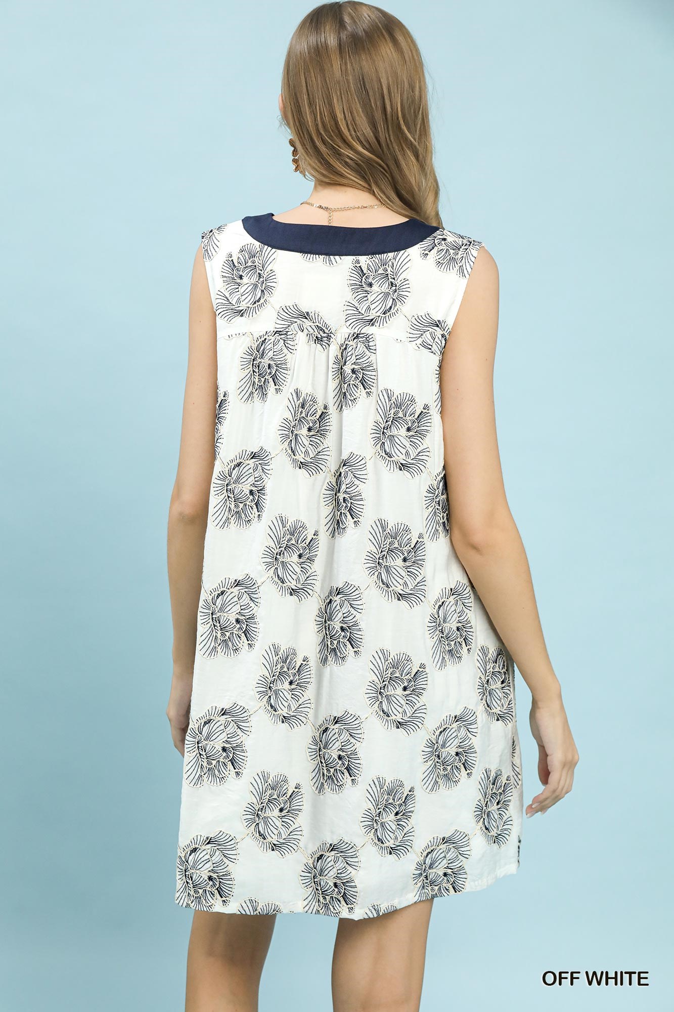 Floral Sleeveless Contrast V-Neck Mini Dress, image 2