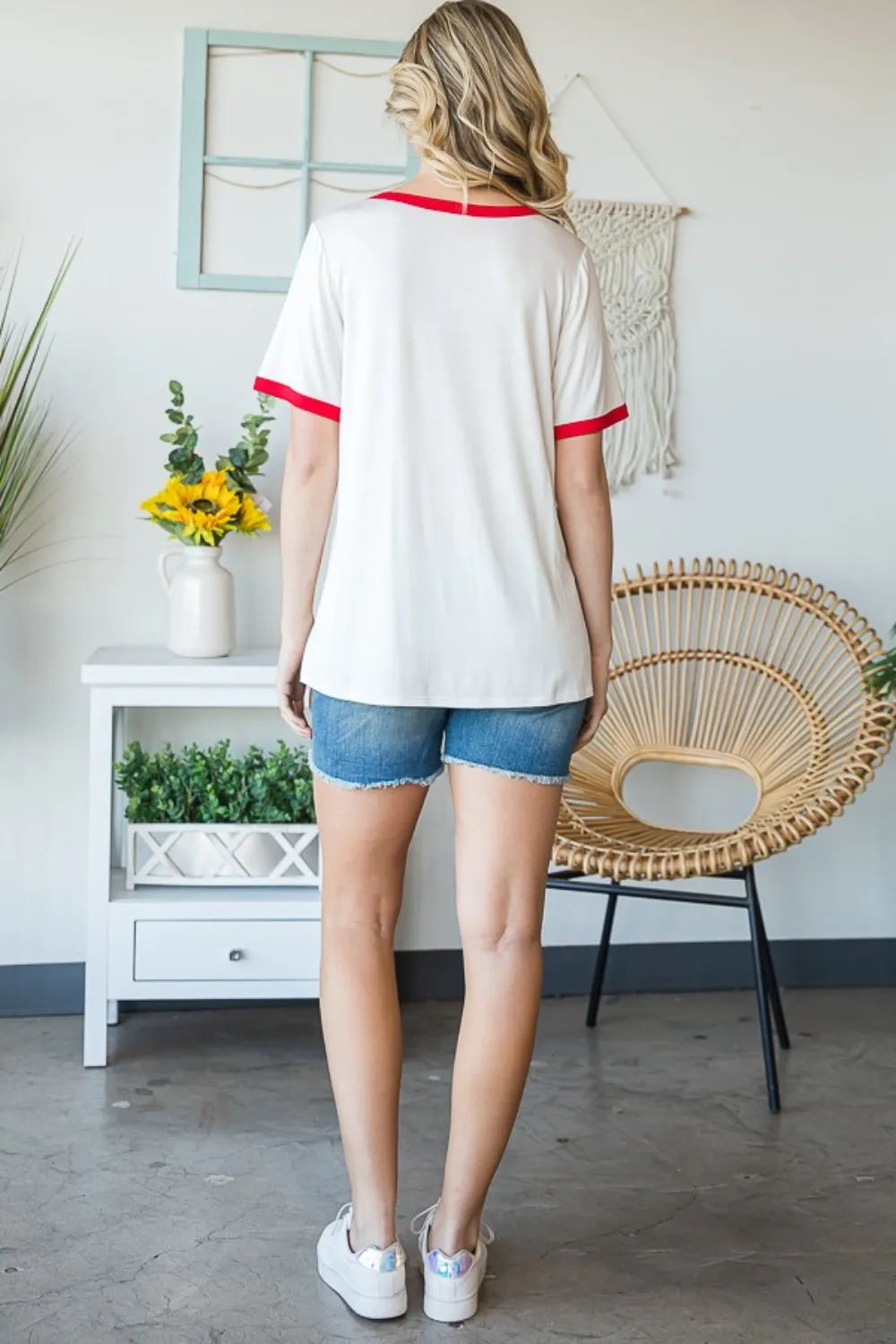 Full Size USA Contrast Trim Short Sleeve T-Shirt, image 6