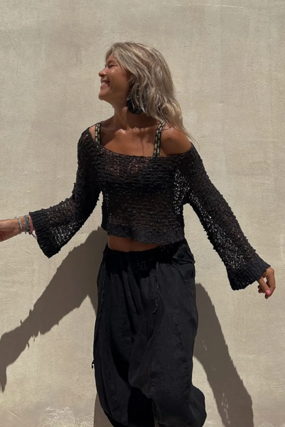 Round Neck Long Sleeve Knit Cover Up, image 16