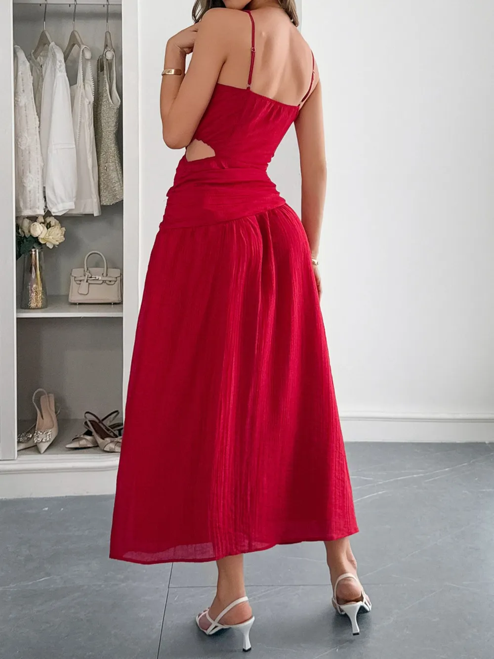Cutout V-Neck Sleeveless Midi Dress, image 12