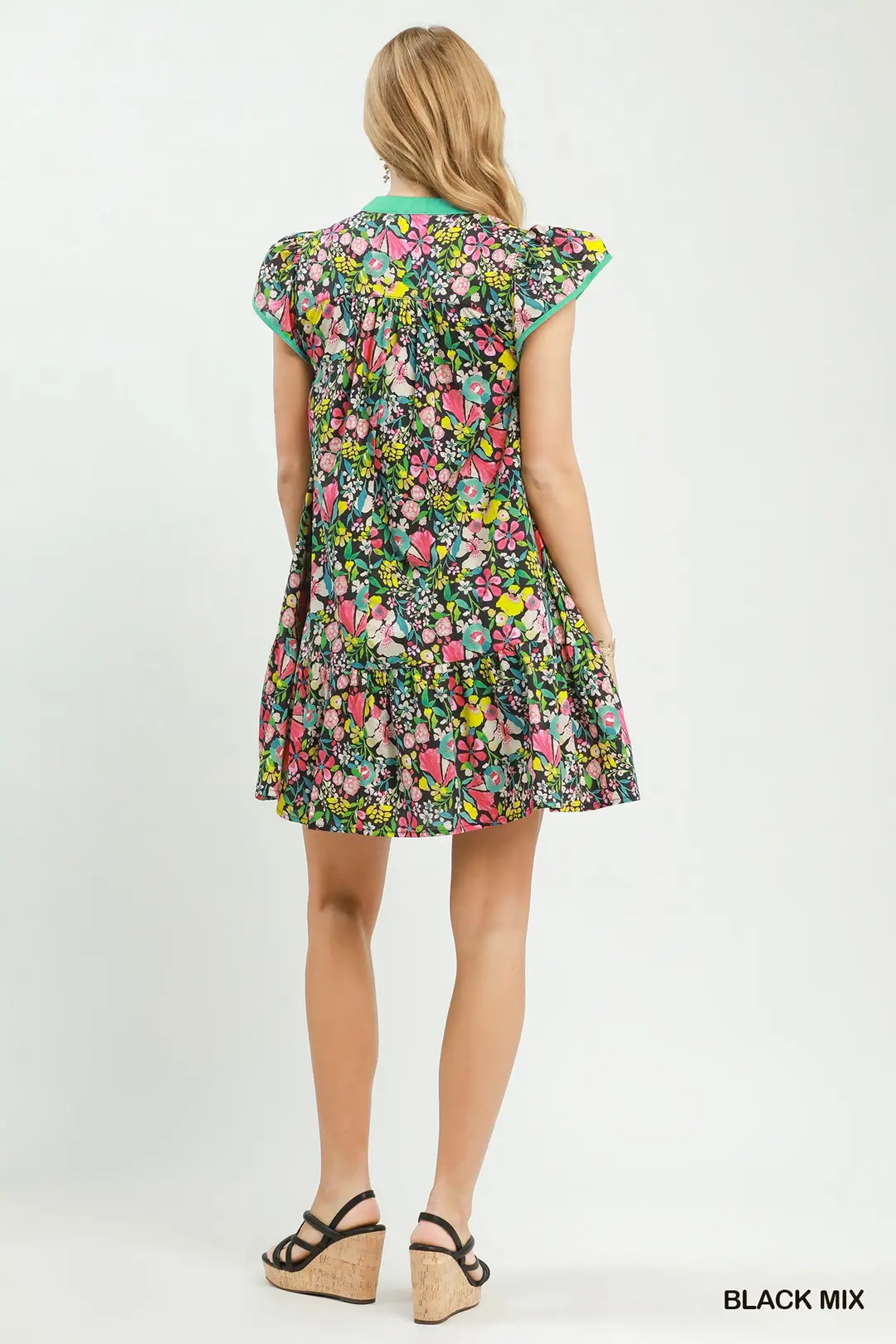 Floral Flutter Sleeve Tiered Mini Dress, image 4